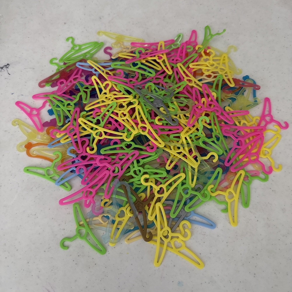 Vintage 90s Lot of 175 + Barbie Doll Clothes Plastic Hangers Variety